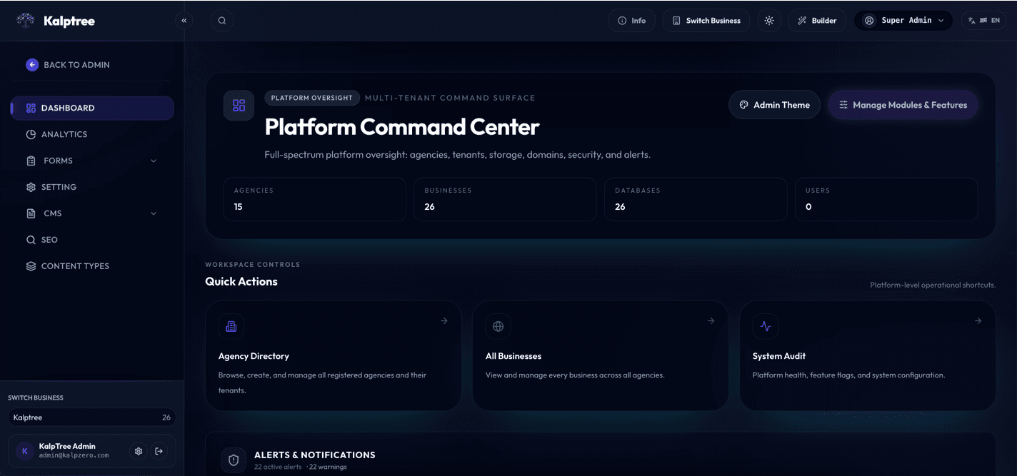 Enterprise Dashboard Interface
